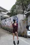 夢回羅馬-韓國短版V領上衣(有墊肩)+包臀短裙 套裝