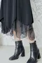 直紋坑條X光澤軟紗 不規則裙擺洋裝＿(S~3XL)（2色:黑）