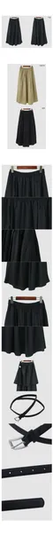 어리틀빗A little b－brandy belt skirt (3color)：壓褶絲質長裙