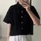A little b－ punching crop blouse：簍空短版襯衫
