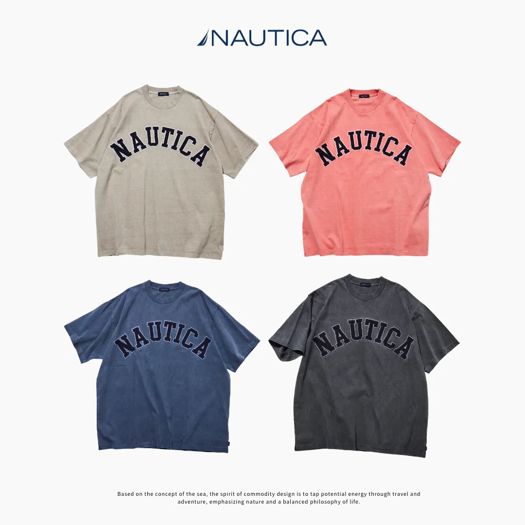 日線NAUTICA 24S/S PIGMENT DYED ARCH LOGO 刺繡水洗短袖