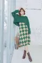 弧型短版針織衫＋英倫格紋吊帶裙_(3色:綠)