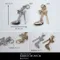 A1636 與暴龍奔跑_金/銀超級高跟鞋金屬配件 3入  (A1636 Metallic High Heels Décor)