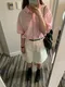 LINENNE－seersucker over half shirt (pale pink)：粉色泡泡紗短袖襯衫