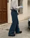 LINENNE－clay pin tuck wide denim (blue)：深藍細褶直筒牛仔褲