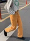 LINENNE－orange dyeing pants (orange)：洗舊橙色牛仔褲