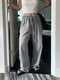 LINENNE－training loose pants (gray)：綁帶彈性灰色長褲