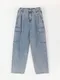 LINENNE－easy cargo banding denim (2color)：針褶口袋牛仔褲