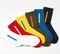 DAILYWEAR純棉雙色系列-側面線條中筒襪(藍黃)
