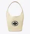 TORY BURCH SUEDE WOVEN DOUBLE T OVERSIZED BUCKET BAG