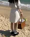 LINENNE－clean cotton skirt (white)：針褶設計膝上裙