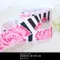 S118 短碼黑白條紋玫瑰印刷紋緞帶 22mm  (S118 Striped Rose Ribbon -22mm)