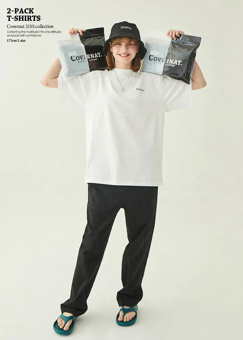 Tシャツ・カットソー COVERNAT Cool Cotton 2PACK T-Shirt White MUSINSA | COVERNAT [2PACK] Cool Cotton T-shirt Black+White