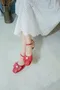 珍珠蝴蝶結 金色造型跟鞋_(40)(紅)