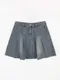 LINENNE－pleats denim skirt (medium blue)：刷色百摺牛仔短裙