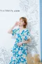 夏日花卉 V領傘袖腰封洋裝_(4色:藍)