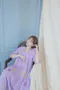 黃花藤蔓刺繡 簍空布蕾絲短袖洋裝_(2色:紫)(S~XL)