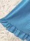 條紋相間 雙層荷葉裙襬口袋長裙_(2色:綠/藍)