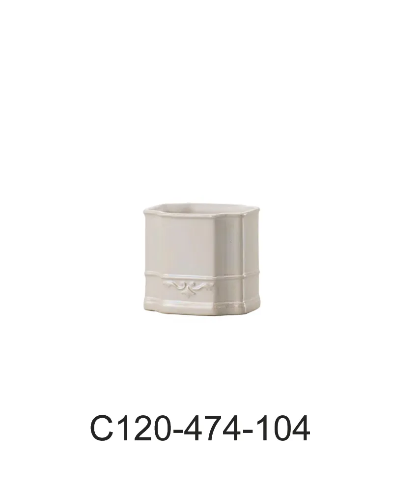 Clay小陶瓷 花瓶 長型 珠光白