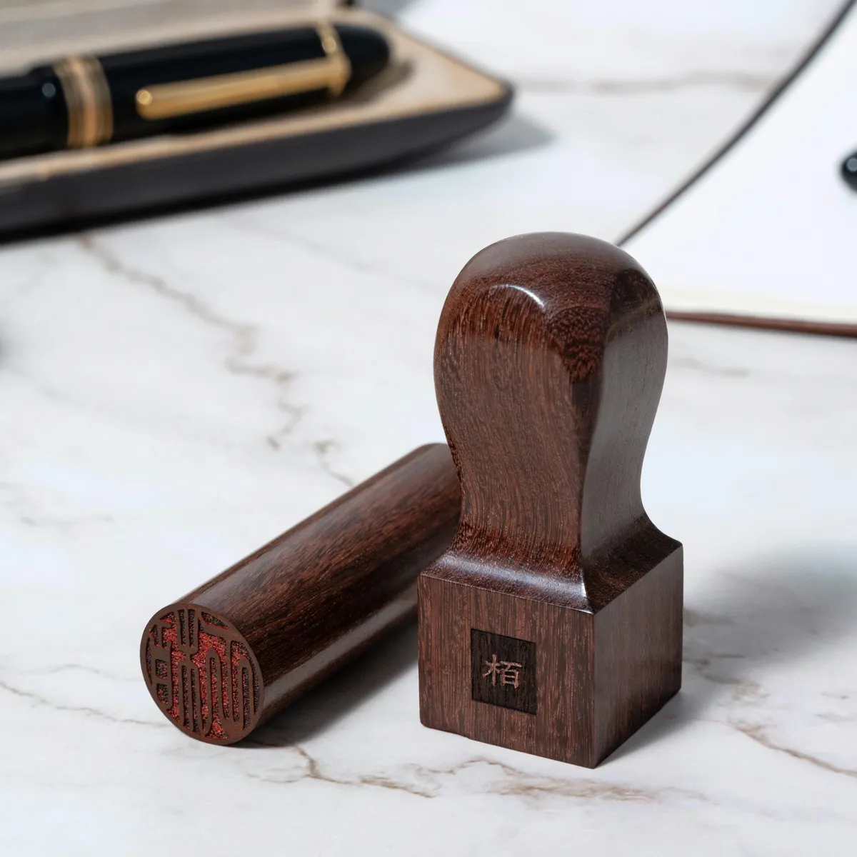 印章 印材 手鐲 黑檀木印章6分方型-刷金鑲彩鑽-金蟾聚財_小章、私章、個人印鑑_