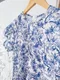 果實花葉素描 花瓣袖圓裙洋裝（2色：藍）