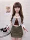 (出清無退換)掛脖小可愛+網紗罩衫-杏色