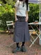 LINENNE品牌自訂款－cargo pin tuck low skirt (charcoal)：SML