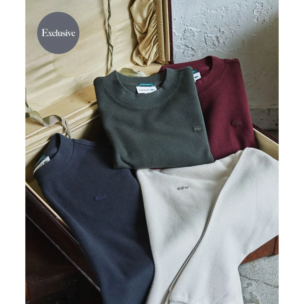 【LACOSTE】 thick pique mock Long-Sleeve LACOSTE × DOORS｜別注Thick pique mock Long-Sleeve