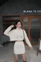 秋織-韓國短版高領麻花針織衫+針織短裙套裝
