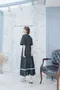 法式圓裙 裙襬緞帶簍空雕花洋裝_(2色:黑)