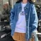 LINENNE－winona denim jacket (medium blue)：工裝風寬鬆牛仔外套