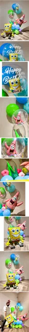 驚喜氣球：大型精緻球束組-海綿寶寶深海慶生 [DD398001]