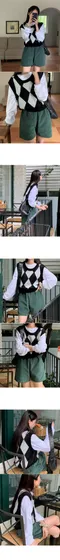 A little b －mount knit vest (1color)：圓領菱格套頭背心