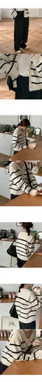 어리틀빗A little b－sailor stripe cardigan (4colors)：水手領條紋針織外套