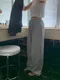 LINENNE－training loose pants (gray)：綁帶彈性灰色長褲