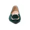 FUNDA 麂皮金釦尖頭平底鞋-墨綠