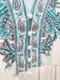 佩斯里圖騰 法式包扣蓬袖洋裝＿附腰帶(2色:綠/藍)
