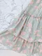 輕柔枝葉花朵 收腰雙層裙擺洋裝＿(6色:白/粉/淡紫/藍/綠/咖)