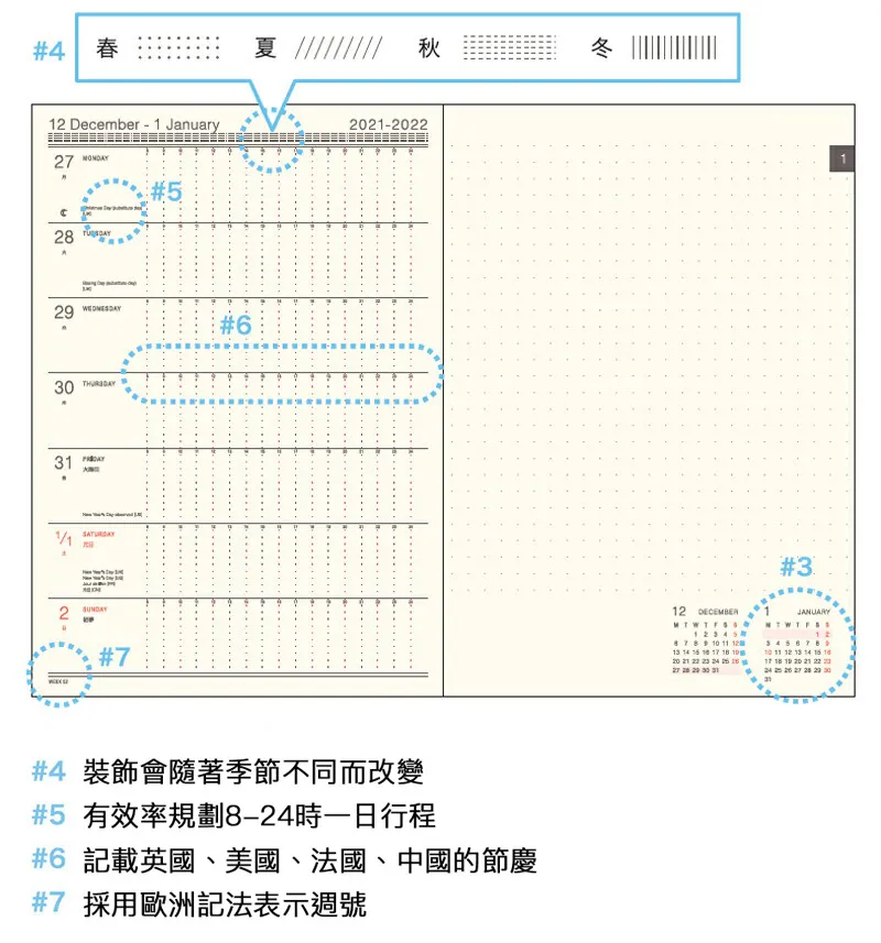 新年款 Matoka22年時間週計劃日記行程手帳 刺蝟先生