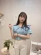 【預購】韓版 荷葉領牛仔上衣