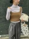 LINENNE－hairy button bustier (3color)：雙面穿紐扣造型針織背心