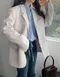 SALE／LINENNE－misty single jacket (2color)：寬鬆西裝外套