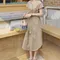 【預購】正韓 高質感混亞麻直條紋長洋裝