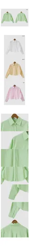 어리틀빗A little b－cordell crop shirt (4color)：圓弧剪裁半剪裁襯衫