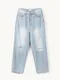 LINENNE－damage washing denim (light blue)：造型割破淺藍牛仔褲SM