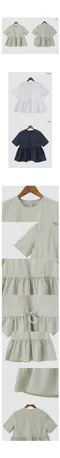어리틀빗A little b－woody stopper blouse：腰間設計上衣/深藍色