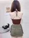 (出清無退換)掛脖小可愛+網紗罩衫-杏色