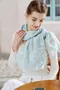 LinLi設計款 清新花葉蕾絲刺繡純羊絨Cashmere圍巾-薄荷綠 (蕾絲花色: 嫩綠)