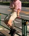 LINENNE－seersucker over half shirt (pale pink)：粉色泡泡紗短袖襯衫