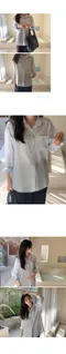 Slowand－絲質透視長袖襯衫：6color